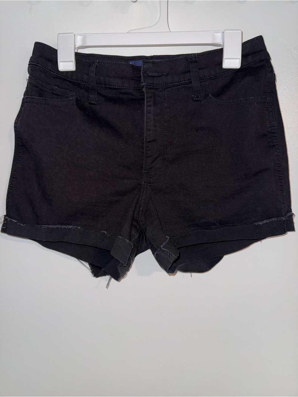 Hollister Black Denim Roll-Cuff Shorts
